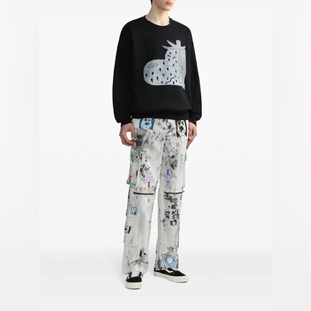 Westfall Graphic Print Jersey Sweatshirt in Black size Small
